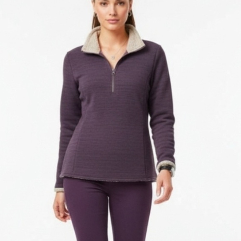 Kuhl Alska 1/4 Zip Pullover Sweater Purp Fleece Sherpa Women XS Mock Neck Jacket